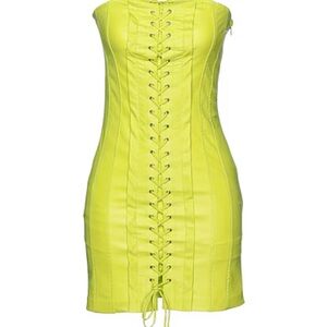 Vibrant Strapless Lace-Up Dress